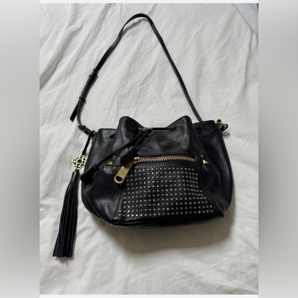 Rafe New York Black Studded Leather Shoulder Bag